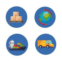 logistic service with set icons vector