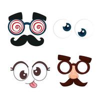 set of funny masks and eyes crazy vector