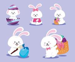 set card of happy easter with decoration vector