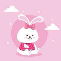 cute rabbit female in pink background vector