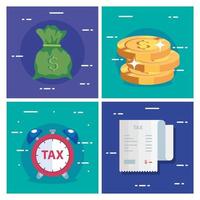 set scenes of tax day and icons vector