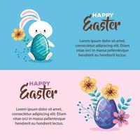 conjunto de tarjeta de feliz pascua con decoración vector