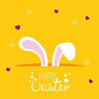 happy easter card with ears rabbit vector