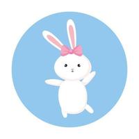 cute rabbit female animal in frame circular vector