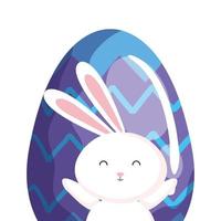 Lindo conejo con huevo icono aislado de pascua vector