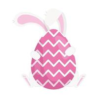 cute egg easter with feet and ears rabbit vector