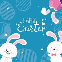 happy easter card with rabbits vector