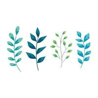 branch with leafs nature ecology isolated icon vector