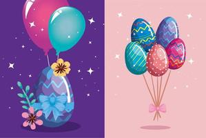 set of eggs easter with decoration vector