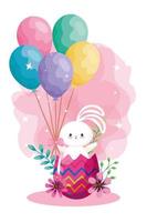 rabbit in egg easter with balloons helium vector