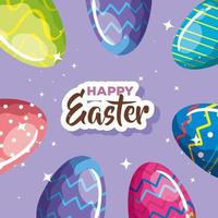 happy easter card with eggs decorated vector