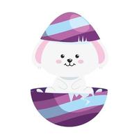 Lindo conejo en huevo icono aislado de pascua vector