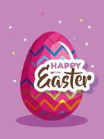 happy easter card with egg decorated vector