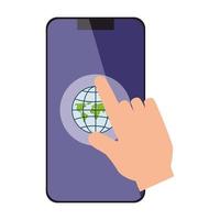 Isolated delivery world map sphere inside smartphone vector design