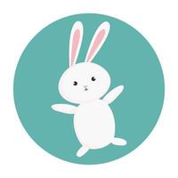 cute rabbit animal in frame circular vector