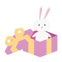 cute rabbit in gift box isolated icon vector