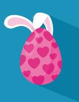 cute egg easter decorated with ears rabbit vector