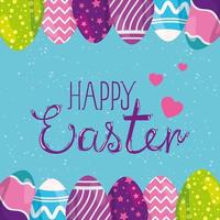 happy easter card with eggs decorated vector