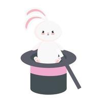 cute rabbit with hat wizard isolated icon vector