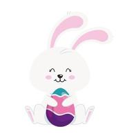 cute rabbit with egg easter isolated icon vector