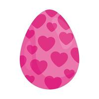 cute egg easter decorated with hearts vector