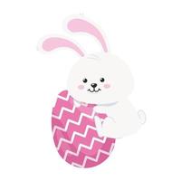 cute rabbit with egg easter isolated icon vector