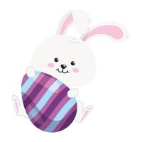 Lindo conejo con huevo icono aislado de pascua vector