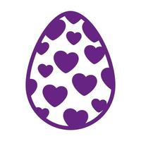 cute egg easter decorated with hearts vector