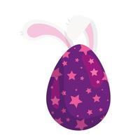 cute egg easter decorated with ears bunny vector