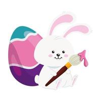 Lindo conejo con huevo icono aislado de pascua vector