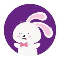 cute rabbit animal in frame circular vector