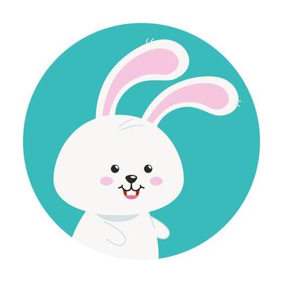 cute rabbit animal in frame circular