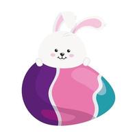 cute rabbit with egg easter isolated icon vector