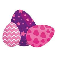 set of cute eggs easter decorated vector