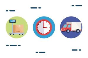 boxes clock and truck vector design