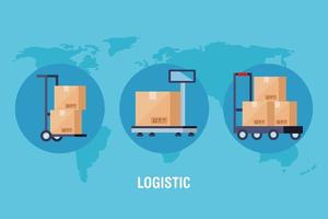boxes over cart and scale vector design