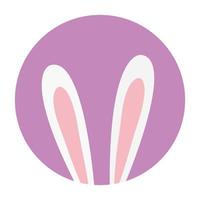 cute ears of rabbit in frame circular isolated icon vector