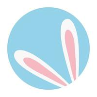 cute ears of rabbit in frame circular isolated icon vector