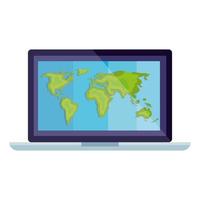 Isolated world map inside laptop vector design