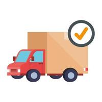 Isolated delivery truck and check mark vector design