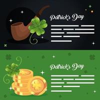 set poster saint patrick day with decoration vector