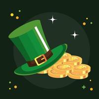 top hat leprechaun with coins vector