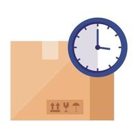 Caja de entrega aislada y diseño vectorial de reloj vector