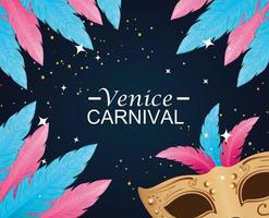 venice carnival with mask and feathers vector