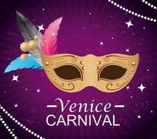 venice carnival and mask with feathers vector