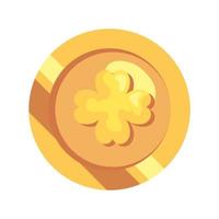 coin with clover isolated icon vector