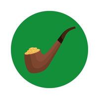 smoking pipe with coins in frame circular vector