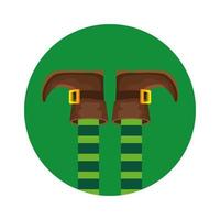 leprechaun legs with boots in frame circular vector