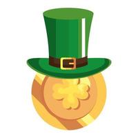 top hat and coin with clover vector