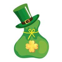 top hat leprechaun with bag money isolated icon vector